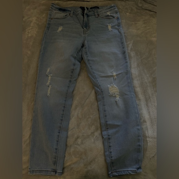 Kendall & Kylie Blue Skinny Jeans with Distressed Detailing - Picture 1 of 4